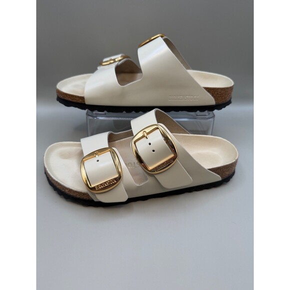 Birkenstock Arizona Big Buckle Patent Leather High Shine Ivory Sandal US 6 EU37 - Picture 3 of 9